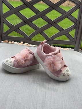 Skechers light up Pink Glitter Kids' Sneakers with Tulle Bow